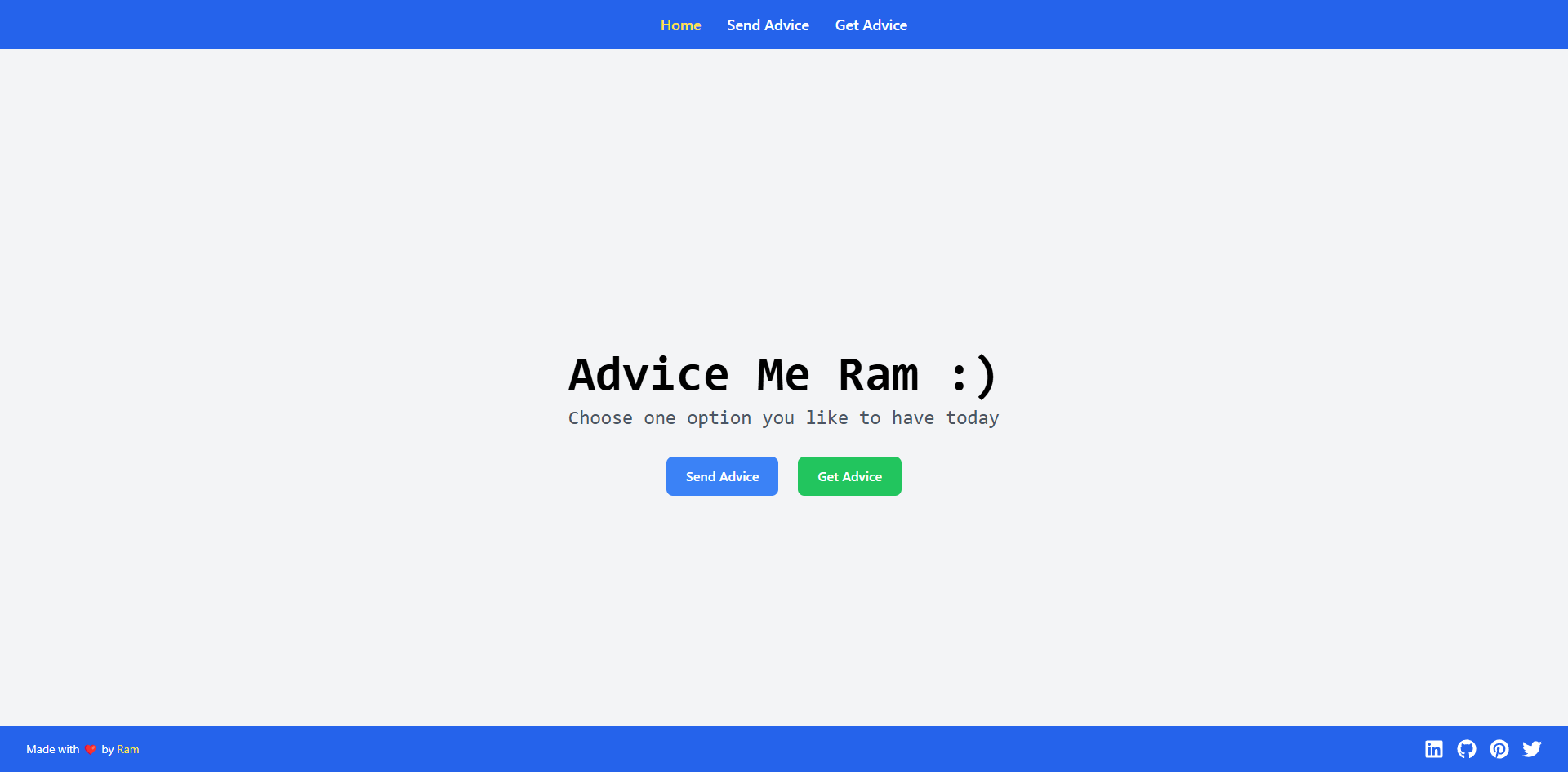 Screenshot of Advice Me Ram project