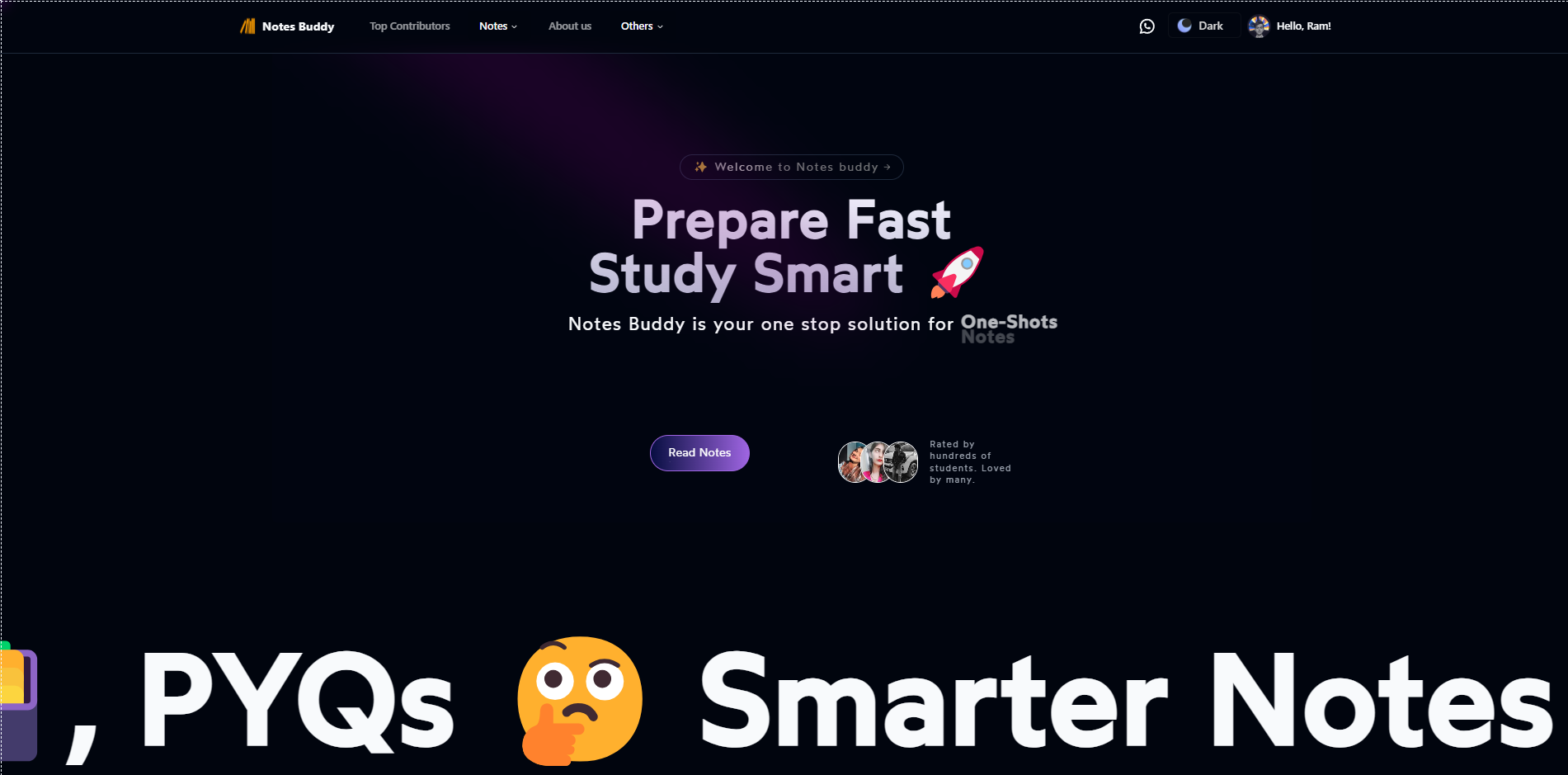 Screenshot of Notes Buddy project