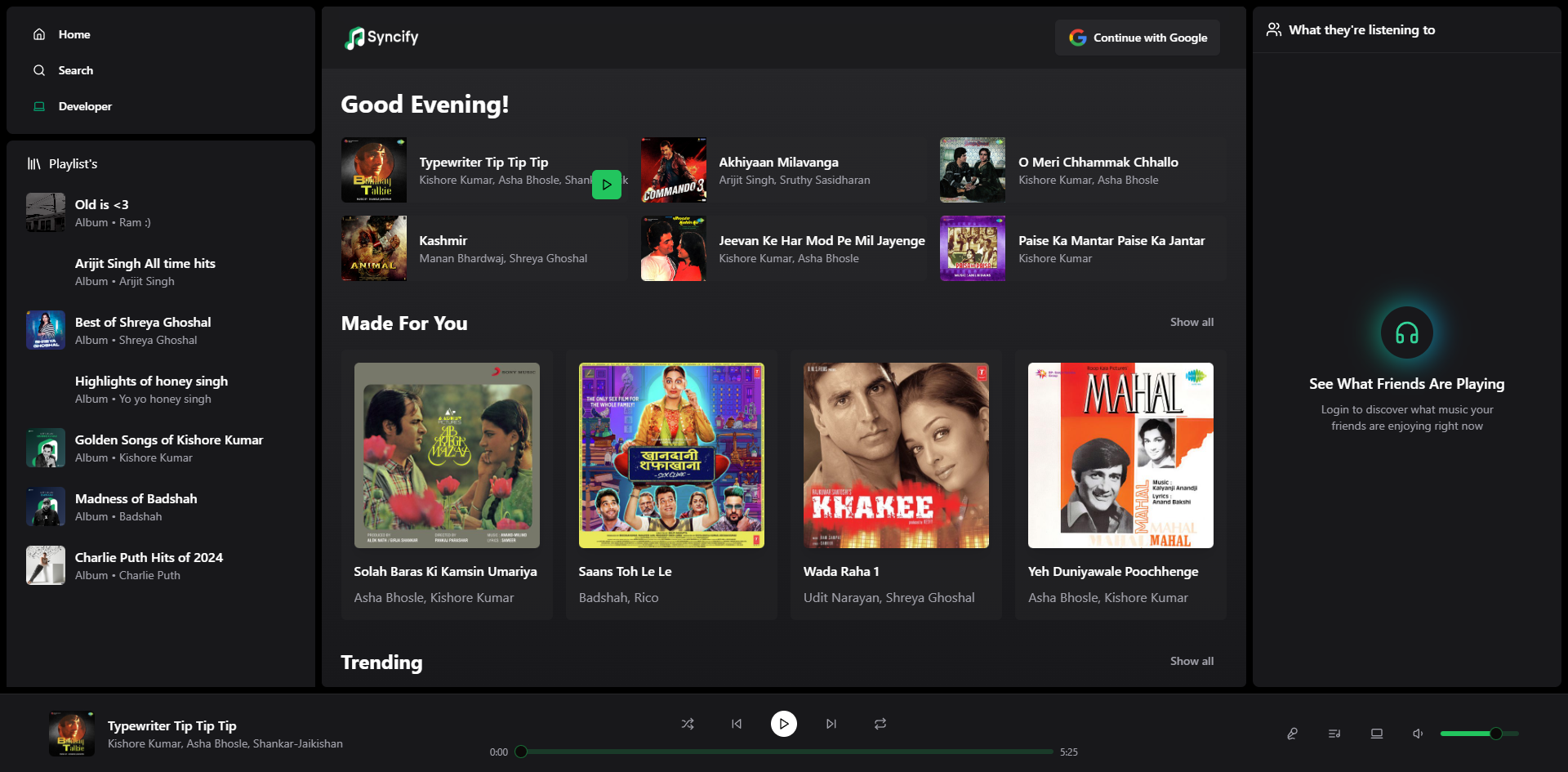 Screenshot of Syncify project